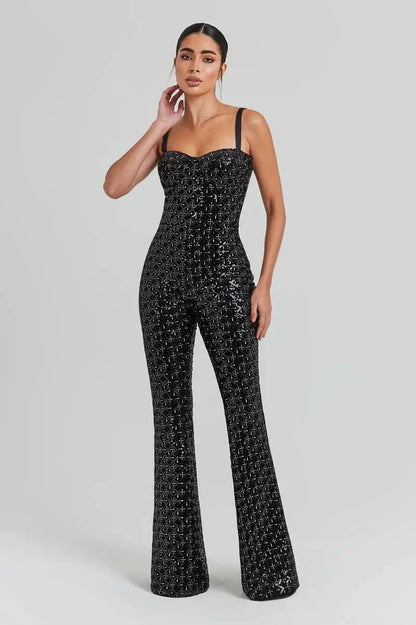 FZ Women's Sexy Sequined Strap Off The Shoulder Jumpsuit - FZwear