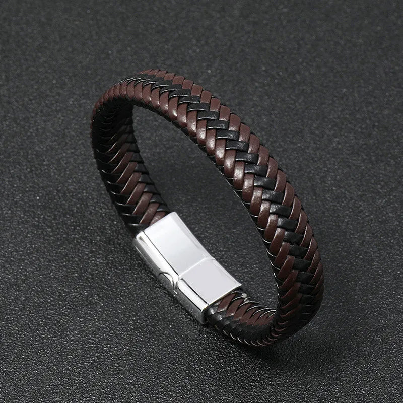 FZ Retro Button Braided Classic Genuine Leather Bracelet - FZwear