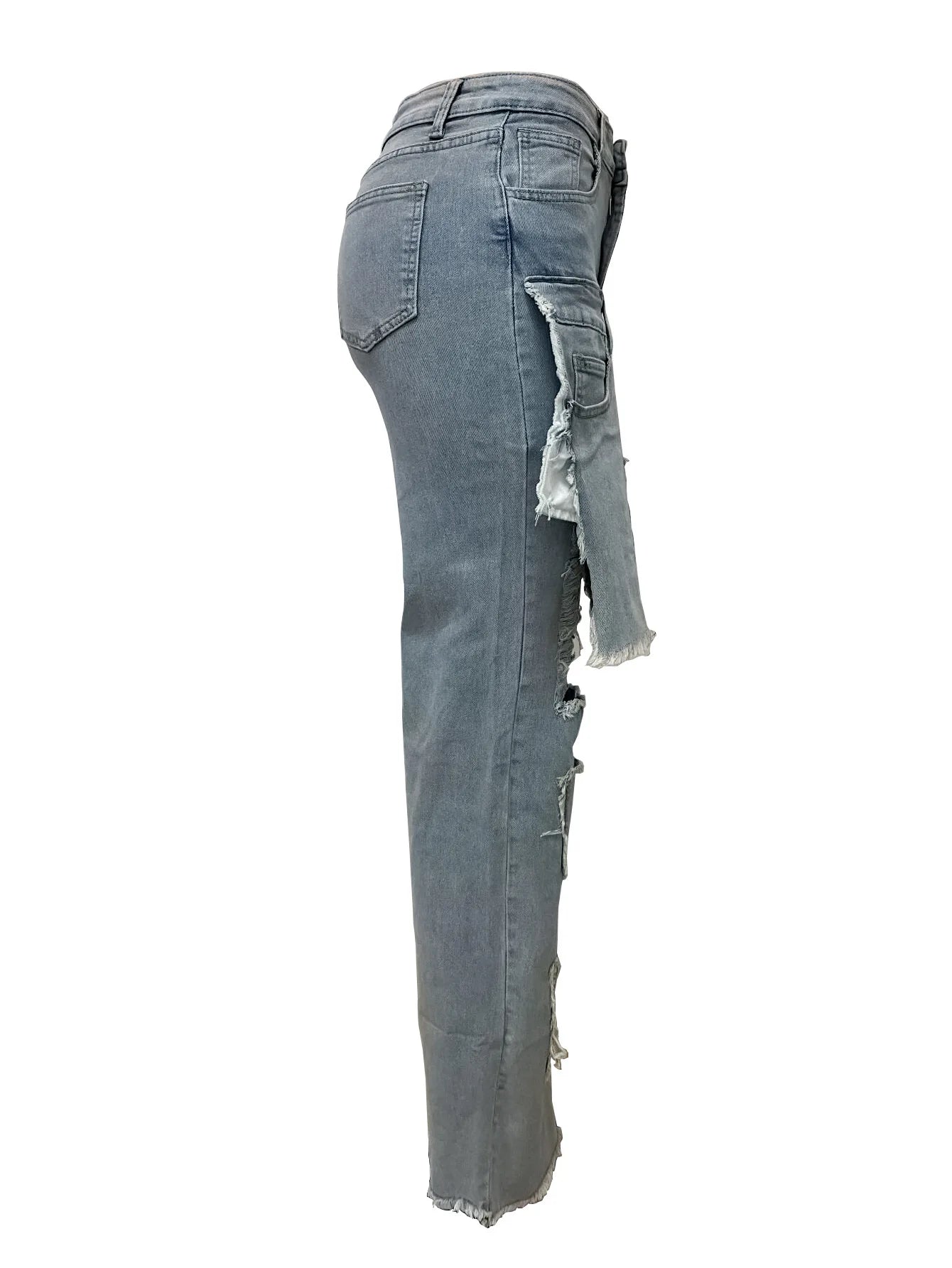 FZ Women's High Waist Y2K Streetwear Cargo Denim Pants