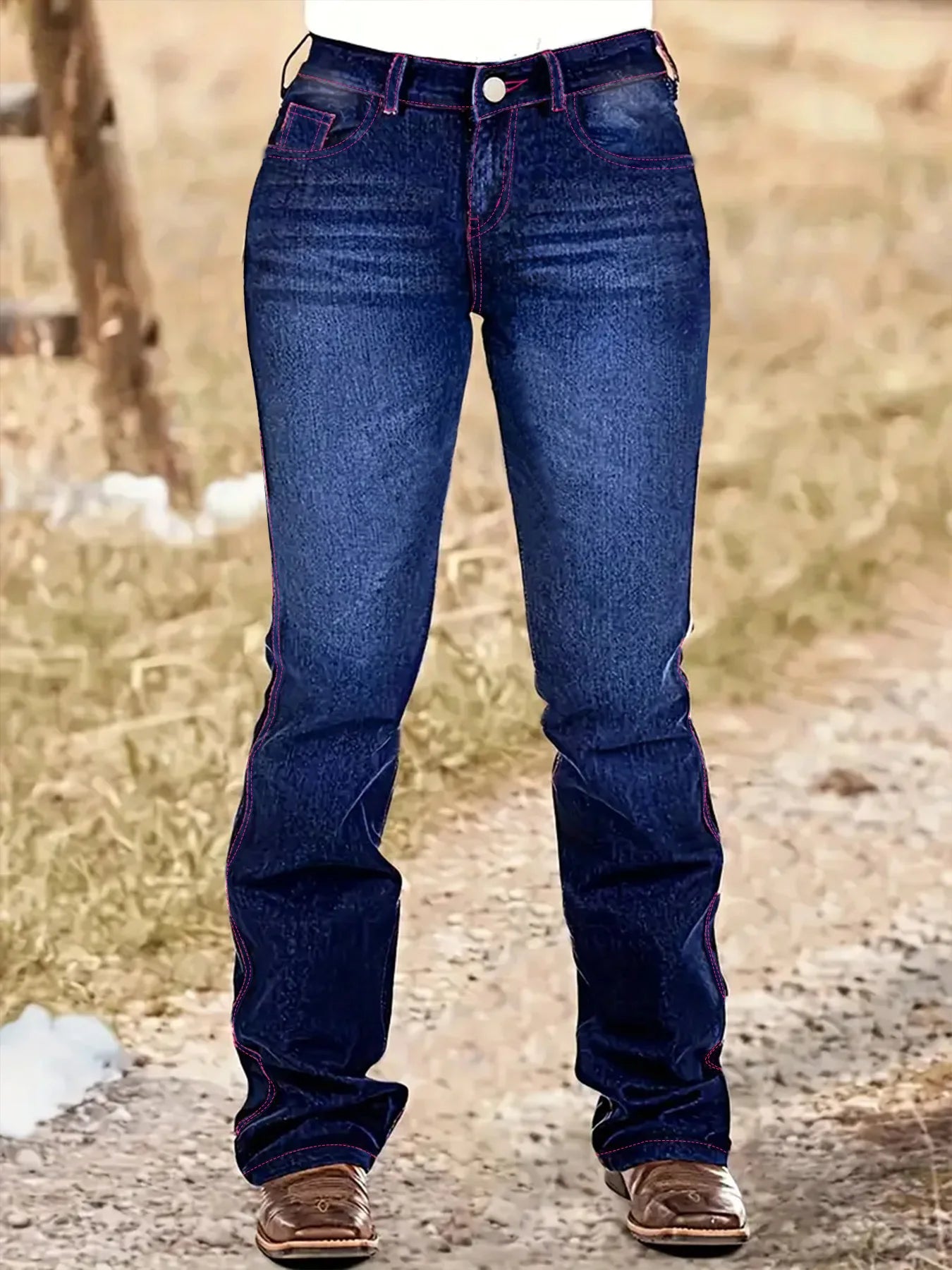 FZ Women's Plus-Size High-Waist Figure-Hugging Denim Pants