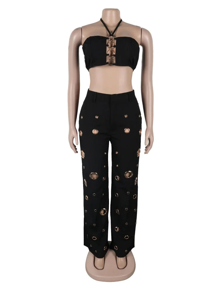 FZ Women's Hole Two Piece Pants Suit