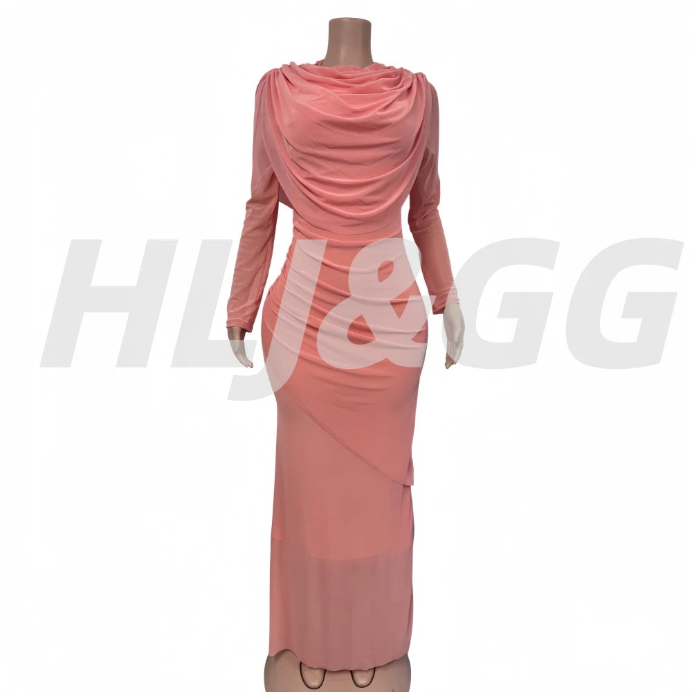FZ Women's Irregular Mesh Ruched Patchwork Drape Evening Dress