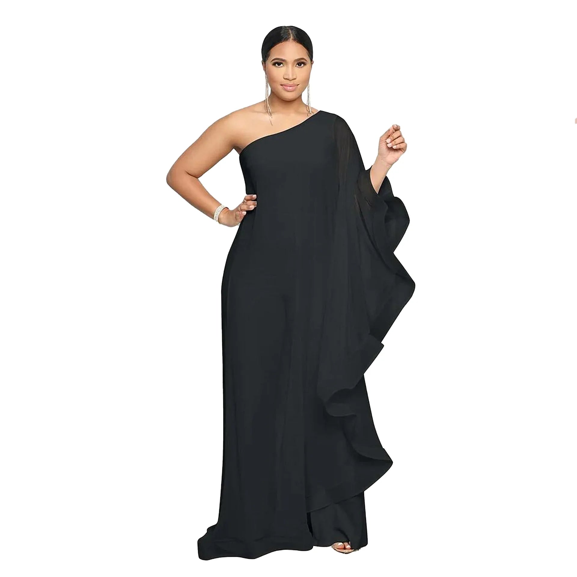 FZ Women's One Shoulder Solid Aysmmetric Jumpsuit