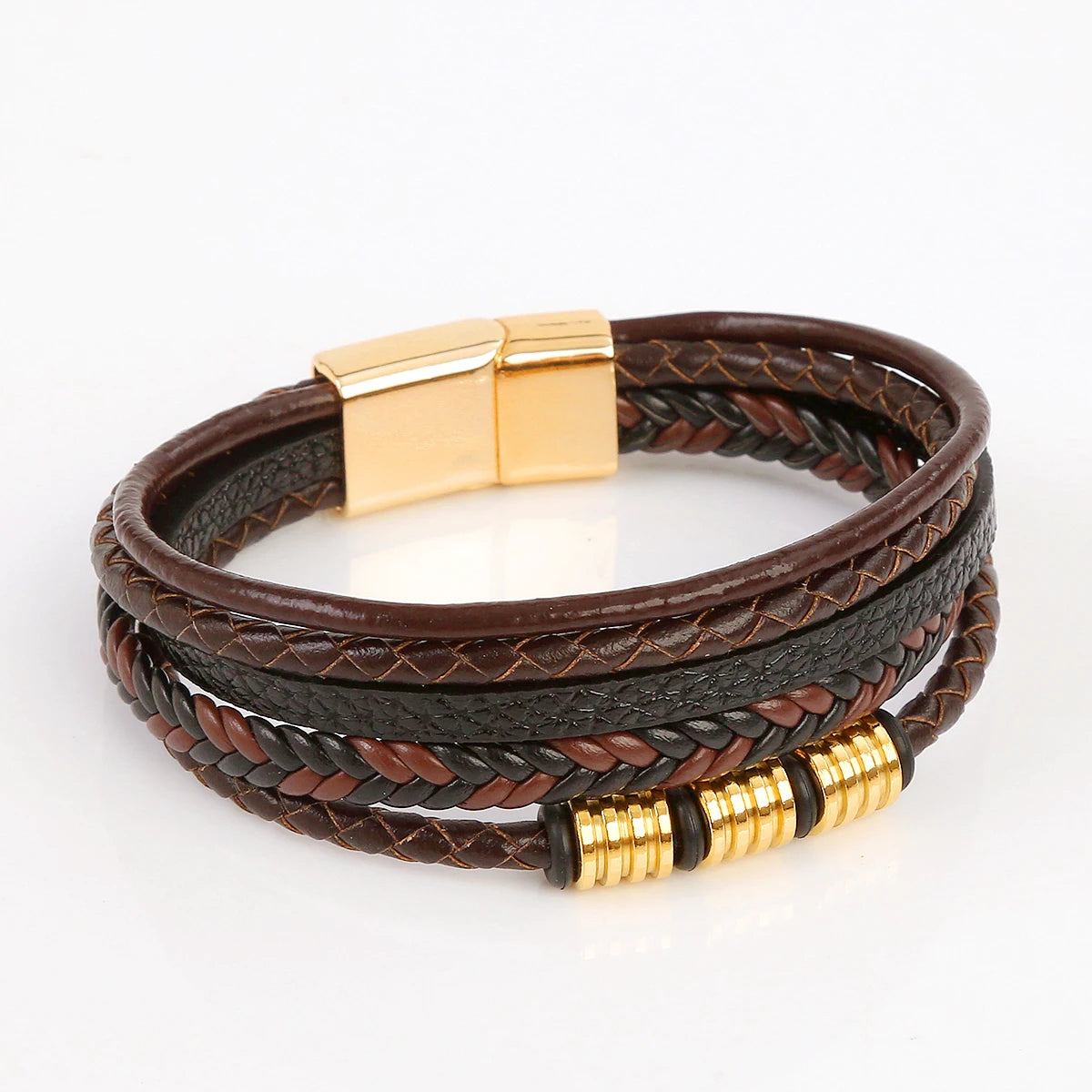 FZ Alloy Buckle Gothic Punk MultiLayer Leather Bracelet - FZwear