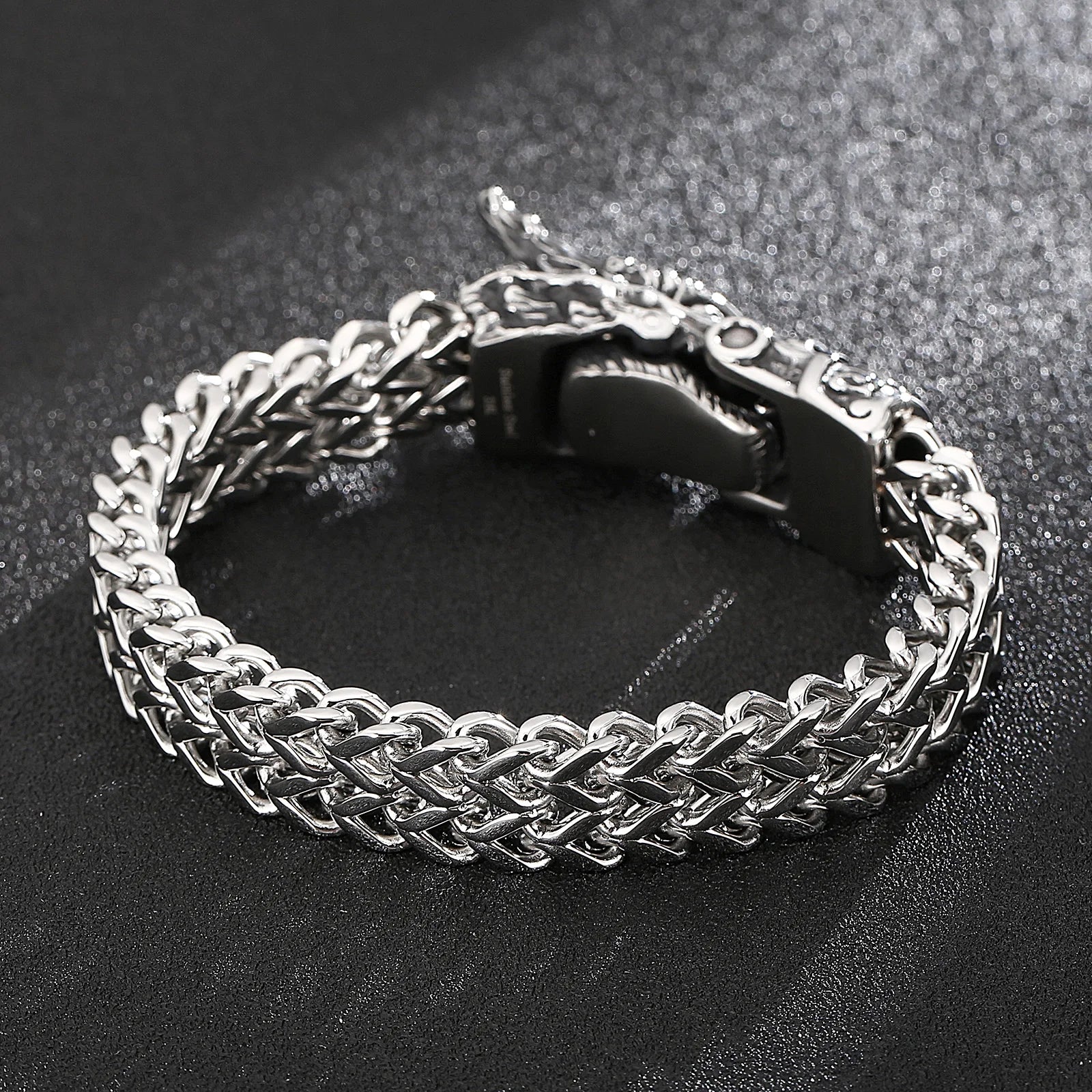 FZ Men's Dragon Stainless Steel Mesh Chain Bracelet