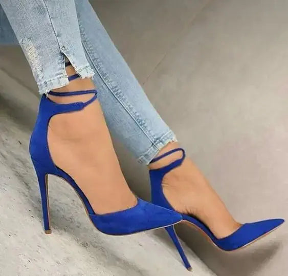 Sestito Hot Sale 2018 Ladies Elegant Green Suede Pointed Toe Ankle Strap Pumps Woman Lace-up Cover High Heels Dress Party Shoes FZwear