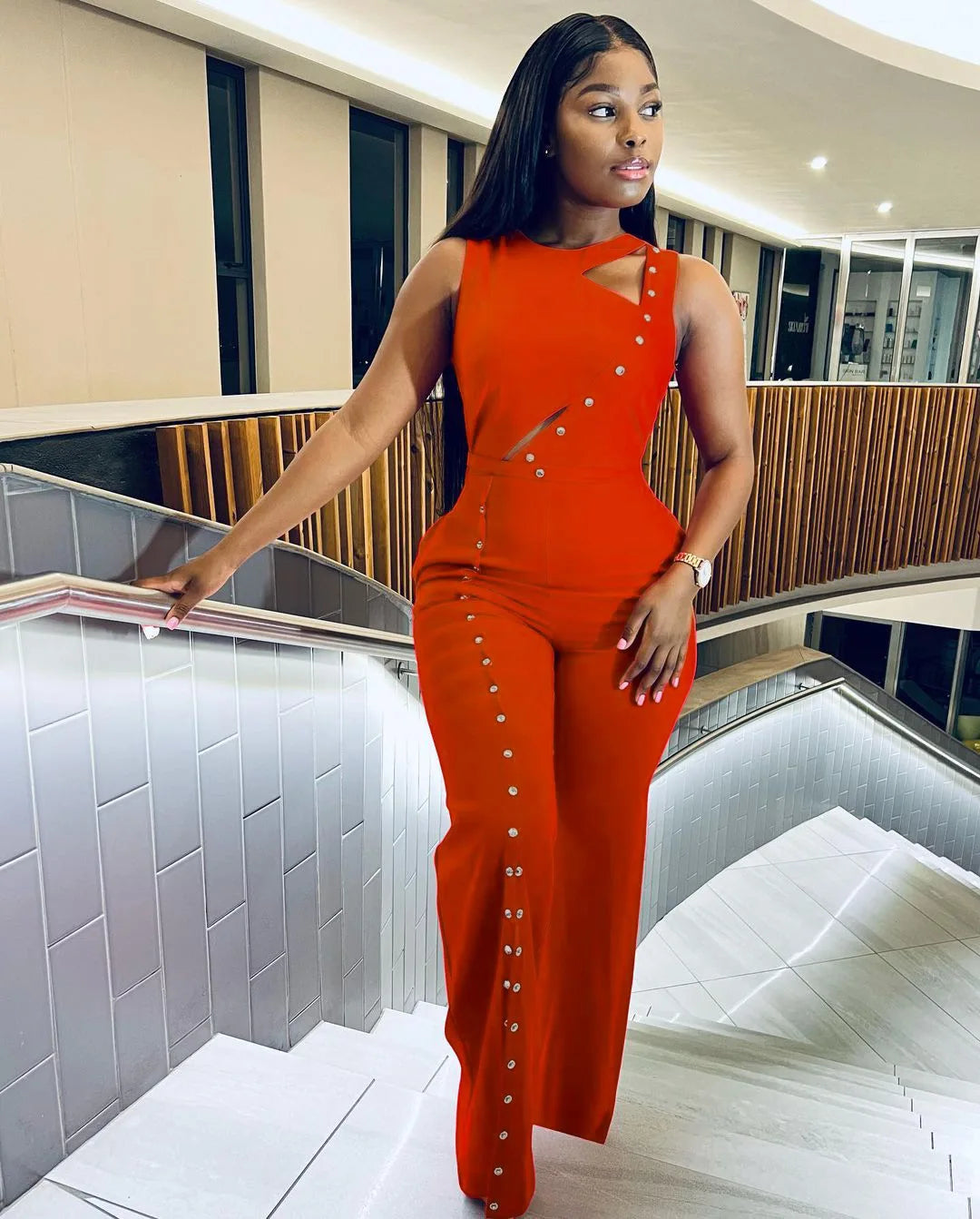 FZ Women's Elegant Cut Out Front High Split Jumkpsuit - FZwear