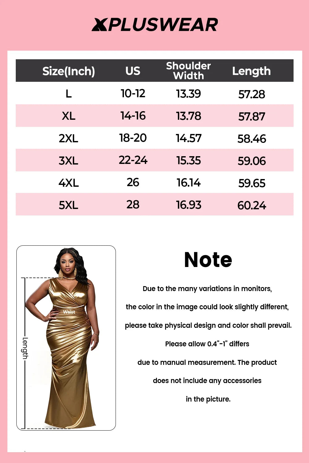 FZ Women's Plus Size V Neck Fold Elegant Split Metallic Maxi Dress