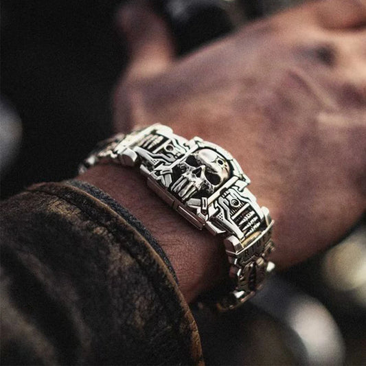 FZ Vintage Charm Punk Hip Hop Rider Skull Bracelet DSers