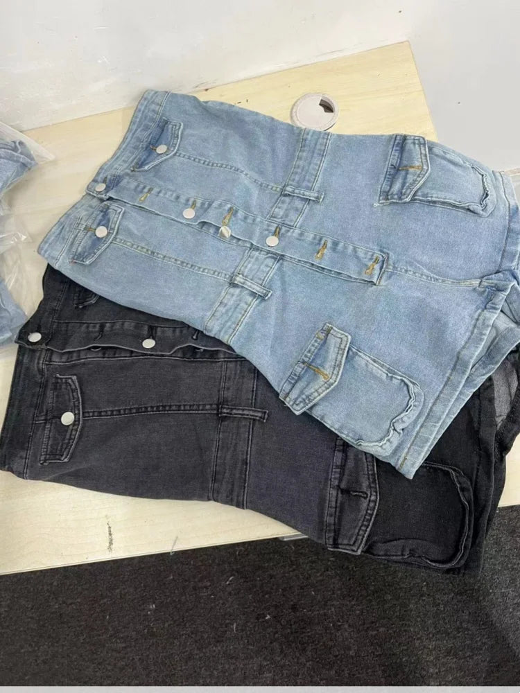 FZ Women's Elastic Hipster Sexy Single Breasted Slim One Piece Denim Jumpsuit DSers