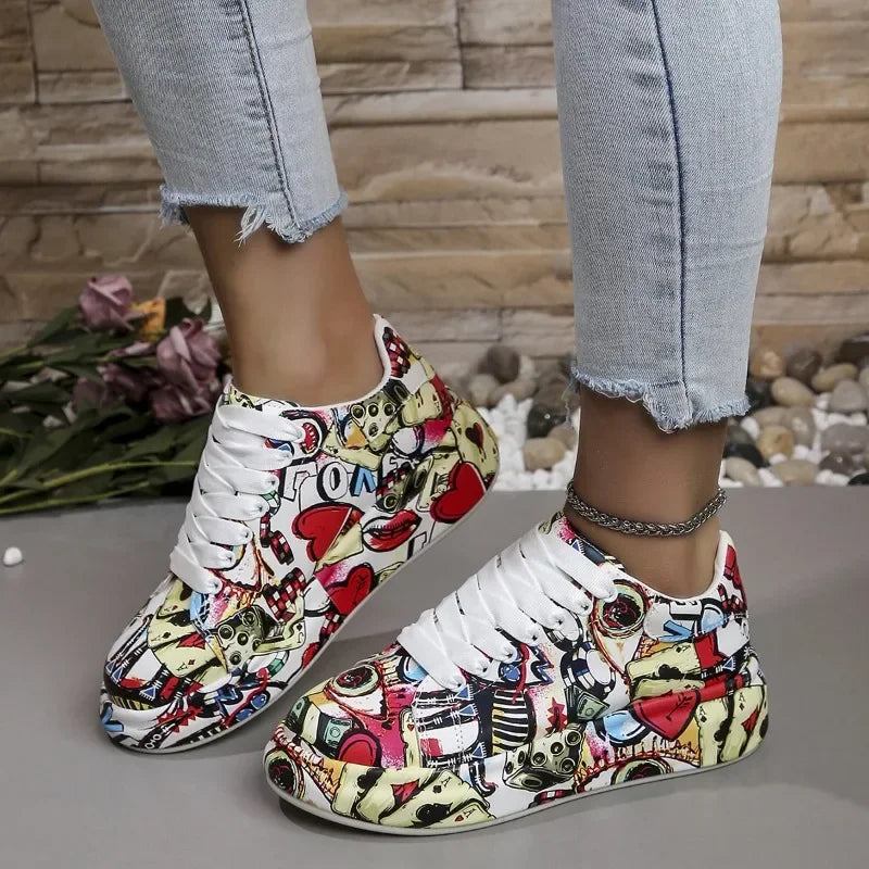 FZ Women's Painting Print Platform Sneakers