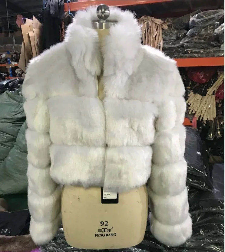 FZ Women's Faux Fur Open Stitch Furry Outerwear Jacket