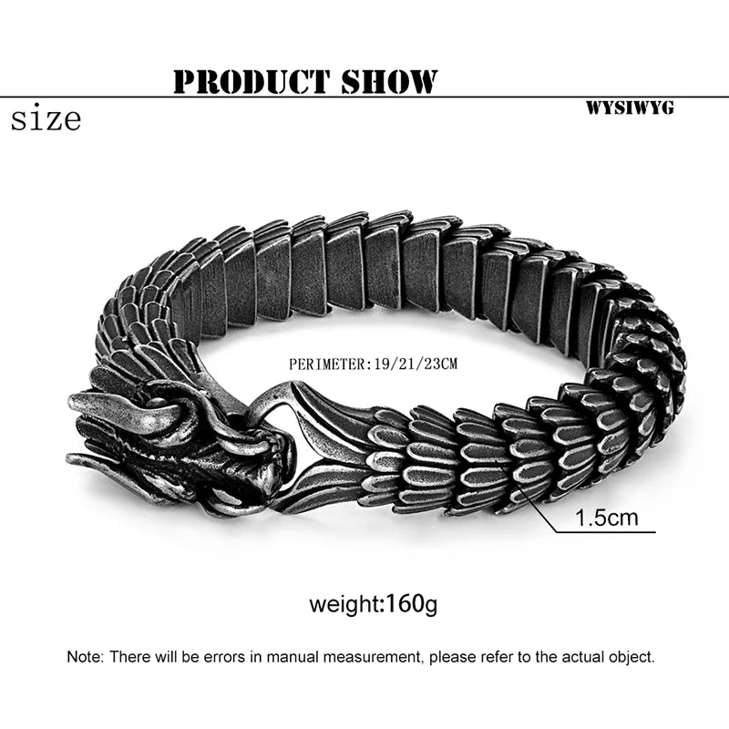 FZ Trendy Dragon Scale Pattern Domineering Retro Stainless Steel Bracelet - FZwear