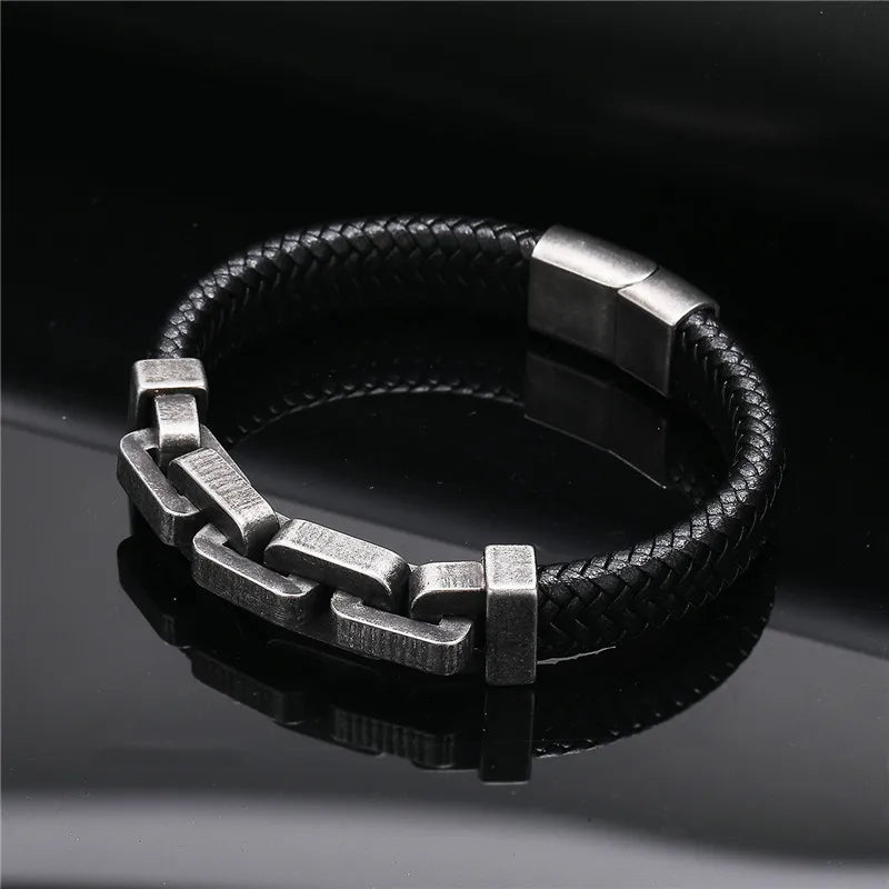 FZ Stainless Steel Vintage Dark Metal Wide Chain Link Bracelet - FZwear