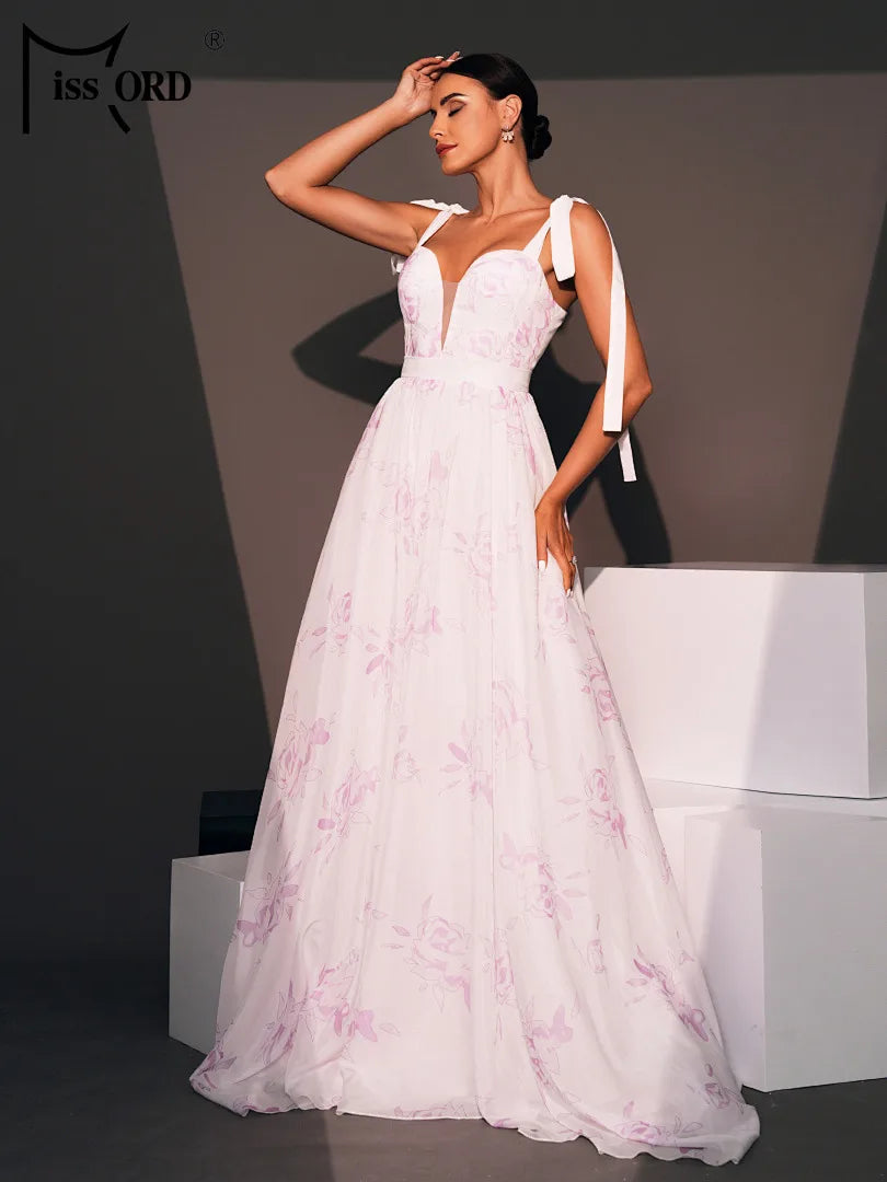 FZ Women's V Neck A-Line Floor Length Evening Dress