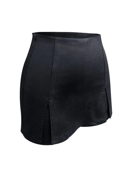 FZ Women's High Waist Split Faux Leather High Street Skirt - FZwear
