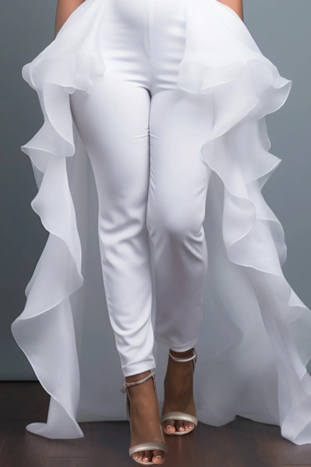 FZ Women's Plus Size Off The Shoulder Short Sleeve With Skirt Overlay Contrast Jumpsuit