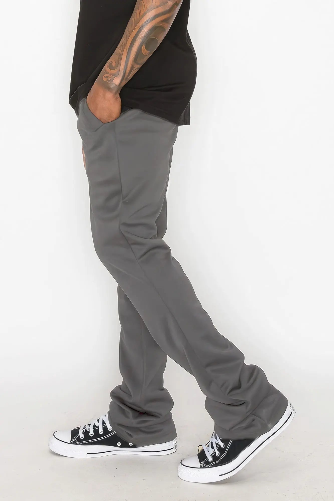 Solid Flare Stacked Track Pants CCWHOLESALECLOTHING