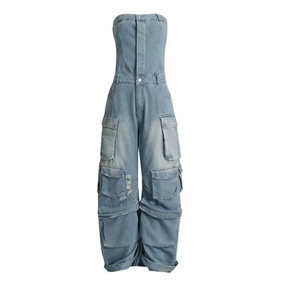 FZ Women's Street Style Pear-Shaped Denim Jumpsuit