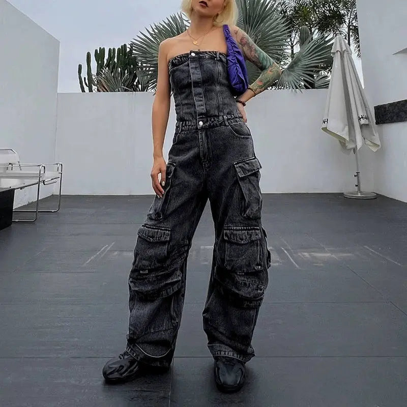 Spring Street Style Cargo Pants Pear-Shaped Figure Tube Top FZwear