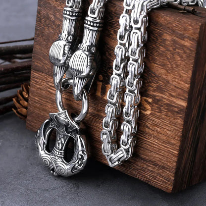 Stainless Steel Viking Crow Anchor Pendant Raven Thor Hammer Necklace for Men Vintage Norse Amulet Jewelry As Gift Dropshipping FZwear