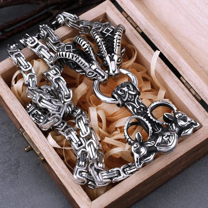 FZ Stainless Steel Viking Thor Hammer Anchor Ram Rune Necklace - FZwear