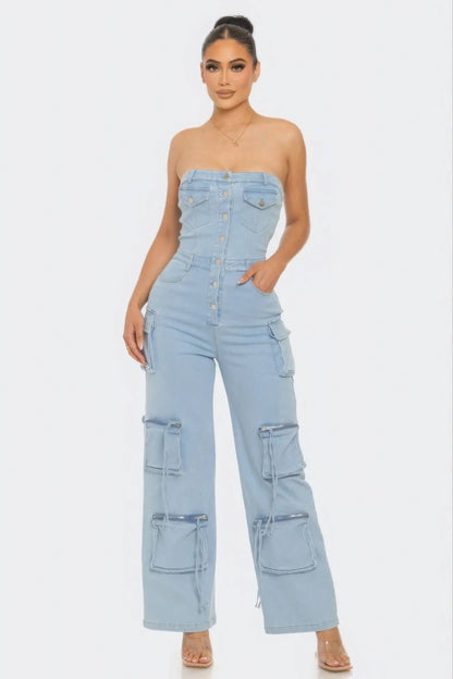 Stretch Denim Jumpsuit CCWHOLESALECLOTHING