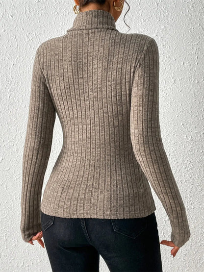 Turtleneck Long Sleeve T-Shirt Trendsi