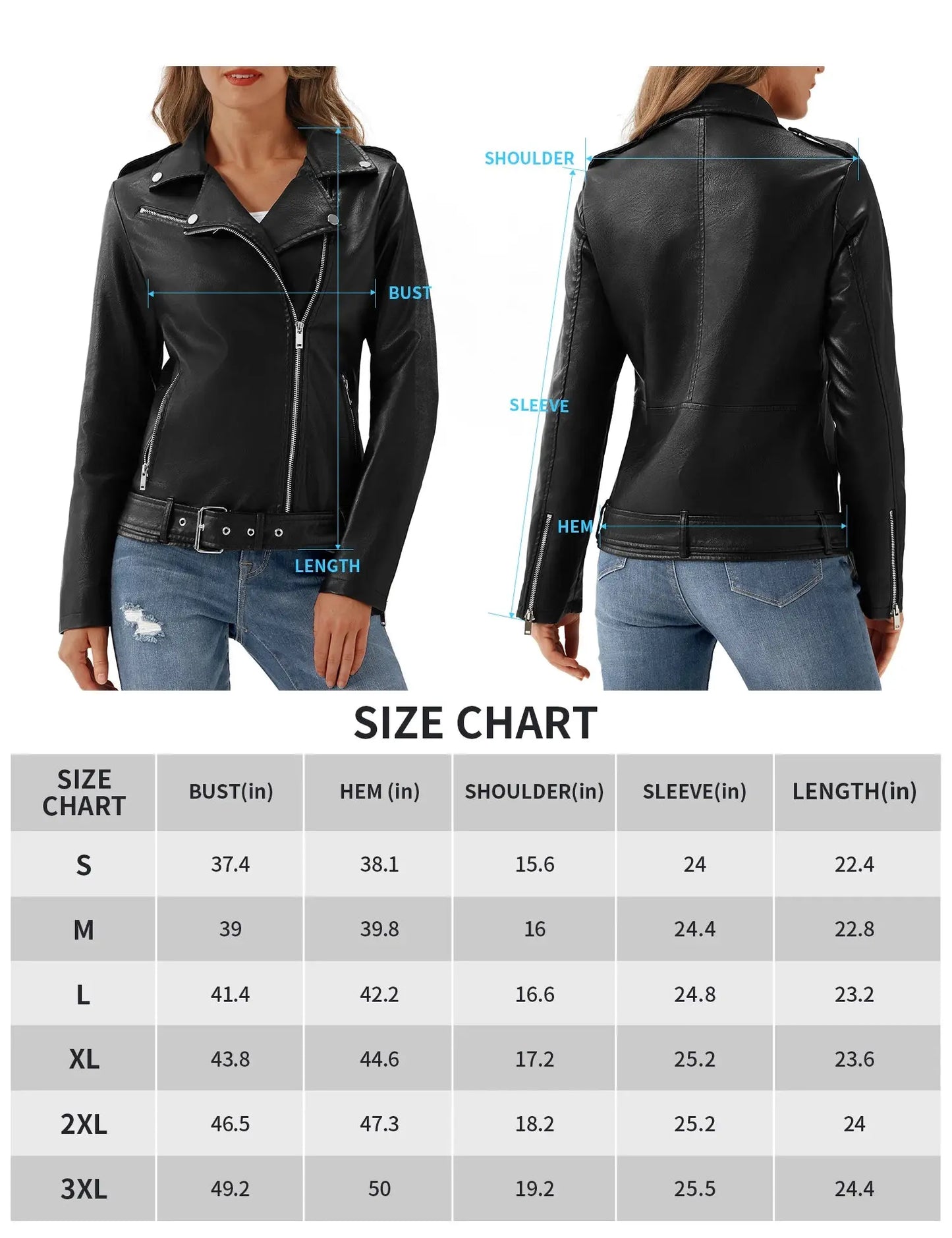 URBEST Women's Faux Leather Jacket Black Motorcycle Moto Biker Short Coat… FZwear