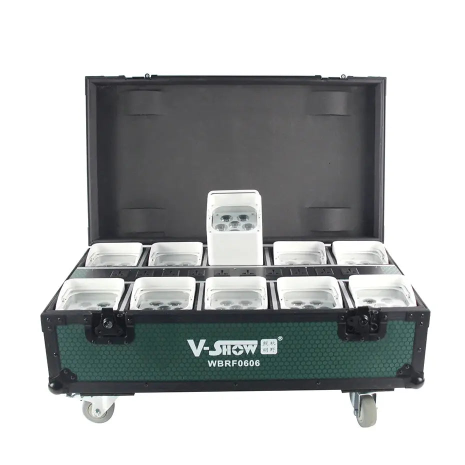 V-Show 10pcs with charge case Wireless DMX Battery Power LED Par Can light with Wifi & Remote uplight FZwear