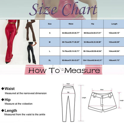 Vintage PU Leather Flared Pants Women Bodycon Bell Bottom Pants Ladies Stretch Slim High Waist Trousers Clubwear Pantalones FZwear