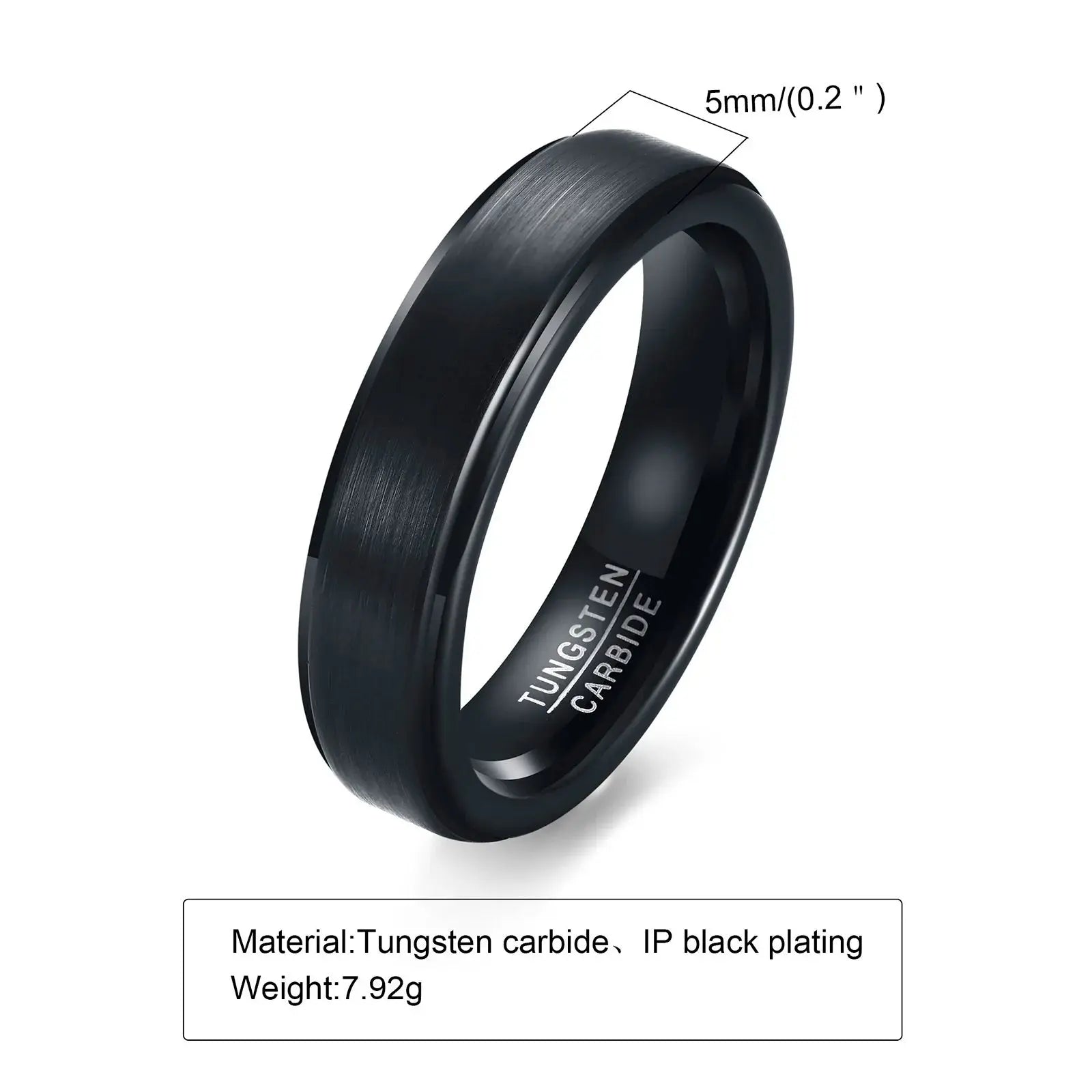 Vnox 5mm Tungsten Wedding Band for Men Women, Black Anti Scratch Carbide Tungsten Ring, Classic Simple Gentle Ring Jewelry FZwear