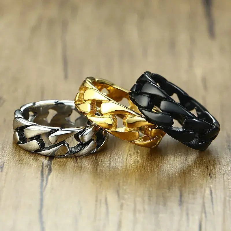 Vnox Stylish Fixed Link Chain Ring for Men High Quality Stainless Steel Male Bands Unique Gift for Him FZwear