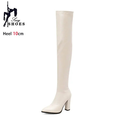 FZ Women's Thick High Heels Sexy Slim Over The Knee Boots