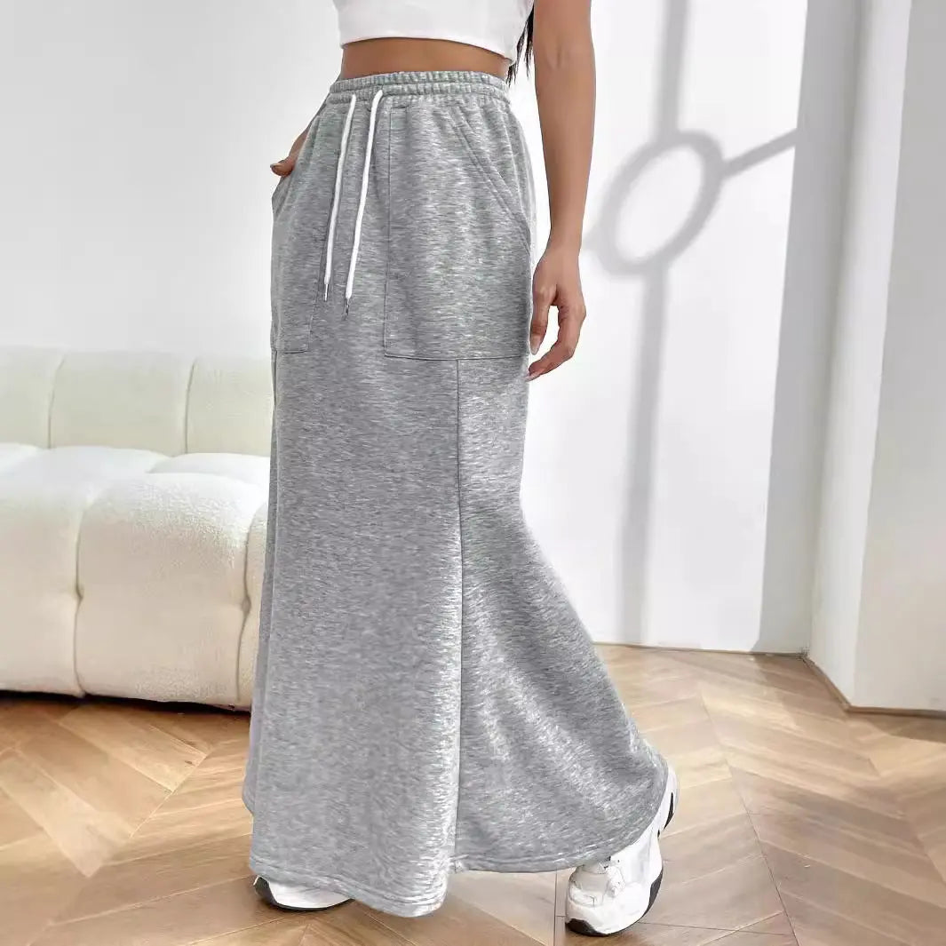 Women Clothing Simple Casual Skirt Autumn Winter Office All Matching Mid Length A line Skirt Yiskiss