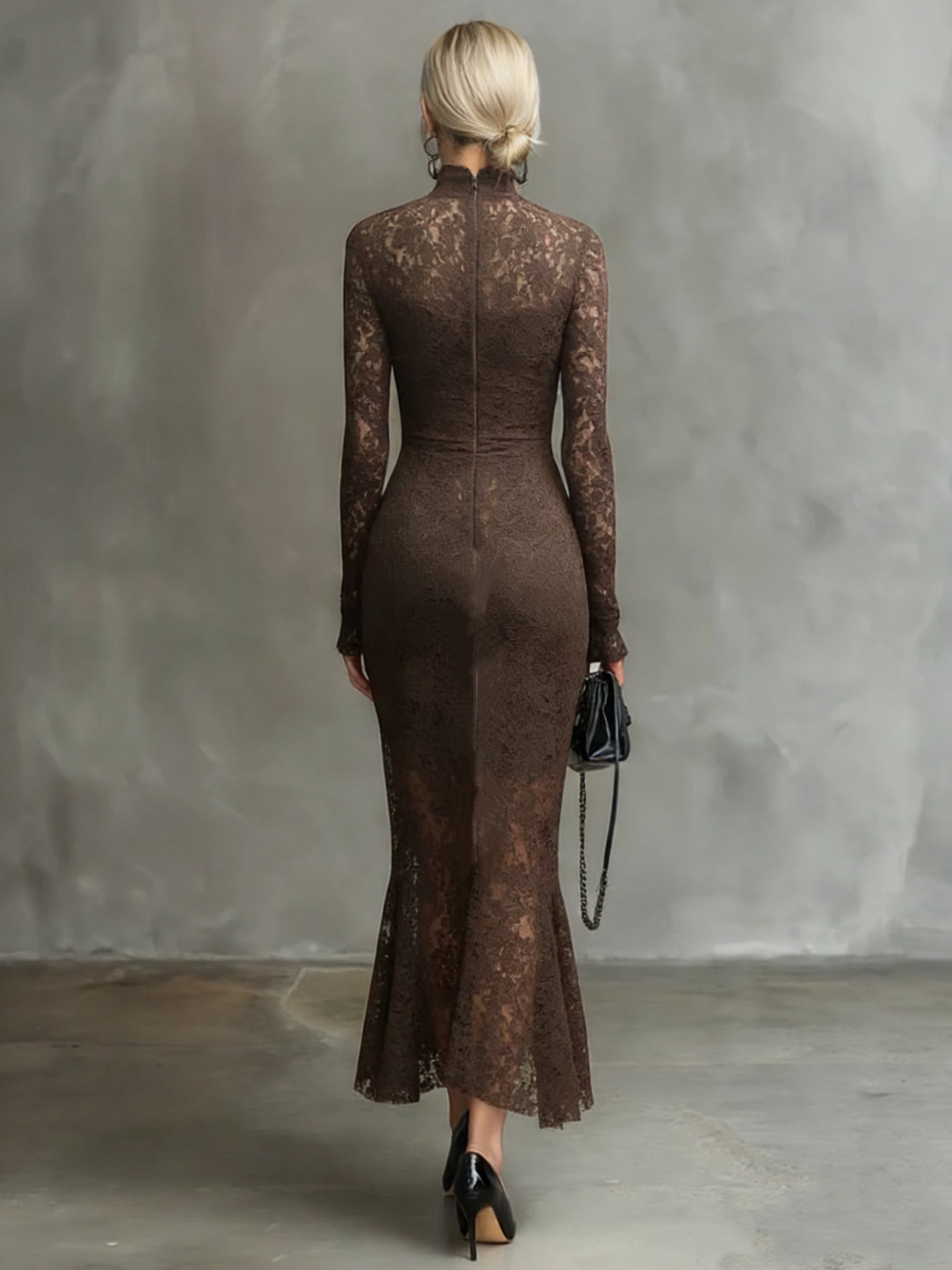 FZ Women's Stretch Lace Waist-Defining Fit Mermaid Dress