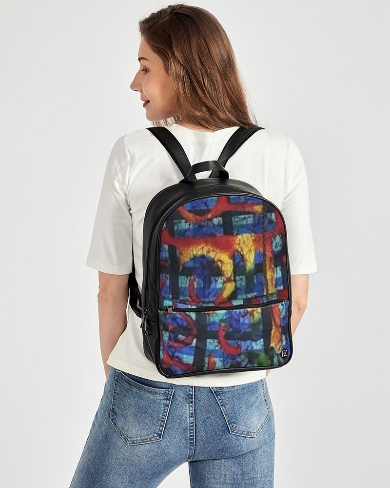 FZ AFRICAN ABSTRACT PRINT Classic Faux Leather Backpack - FZwear
