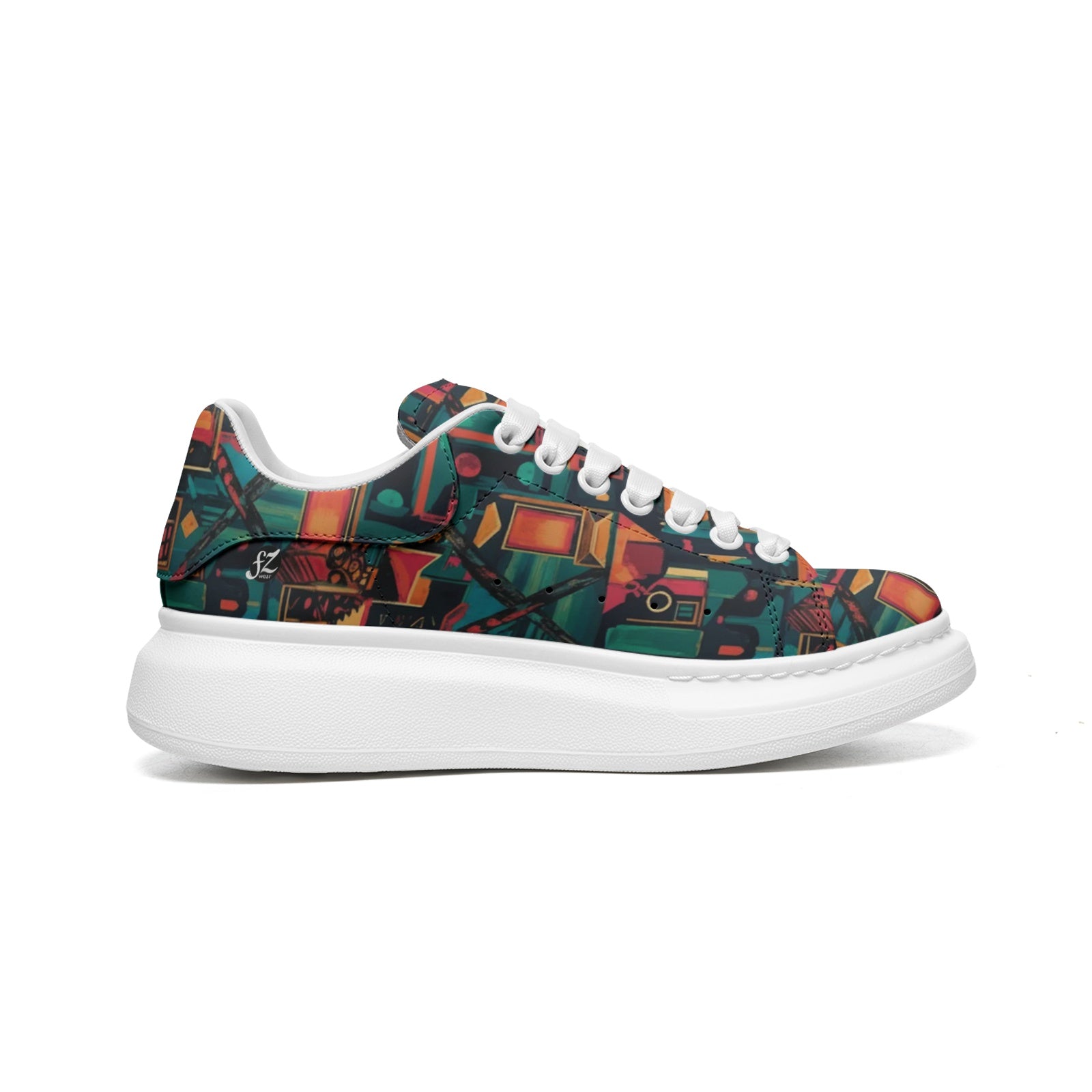 FZ Unisex Non Slip Lace Up Faux Leather Sneakers