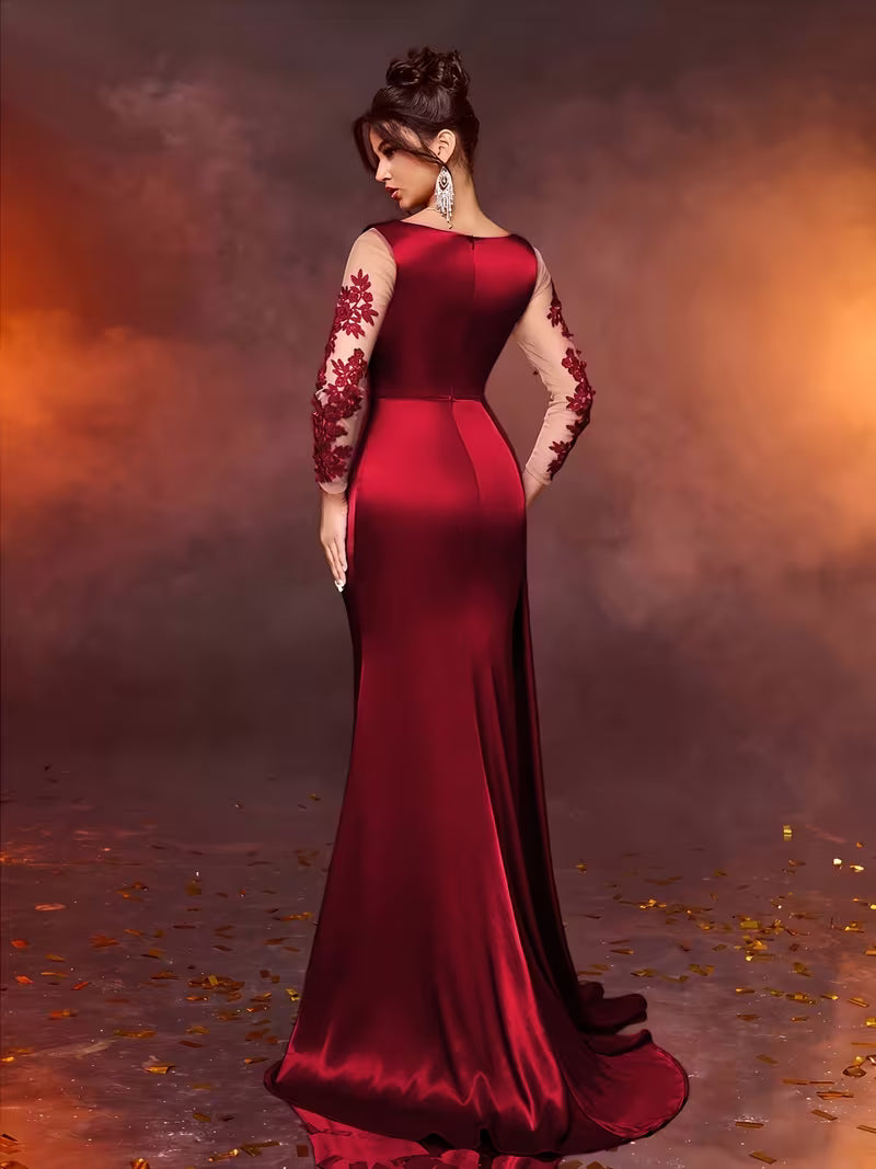 FZ Women's Lace Long Formal  Temperament  Slim High Waist  Evening Dress