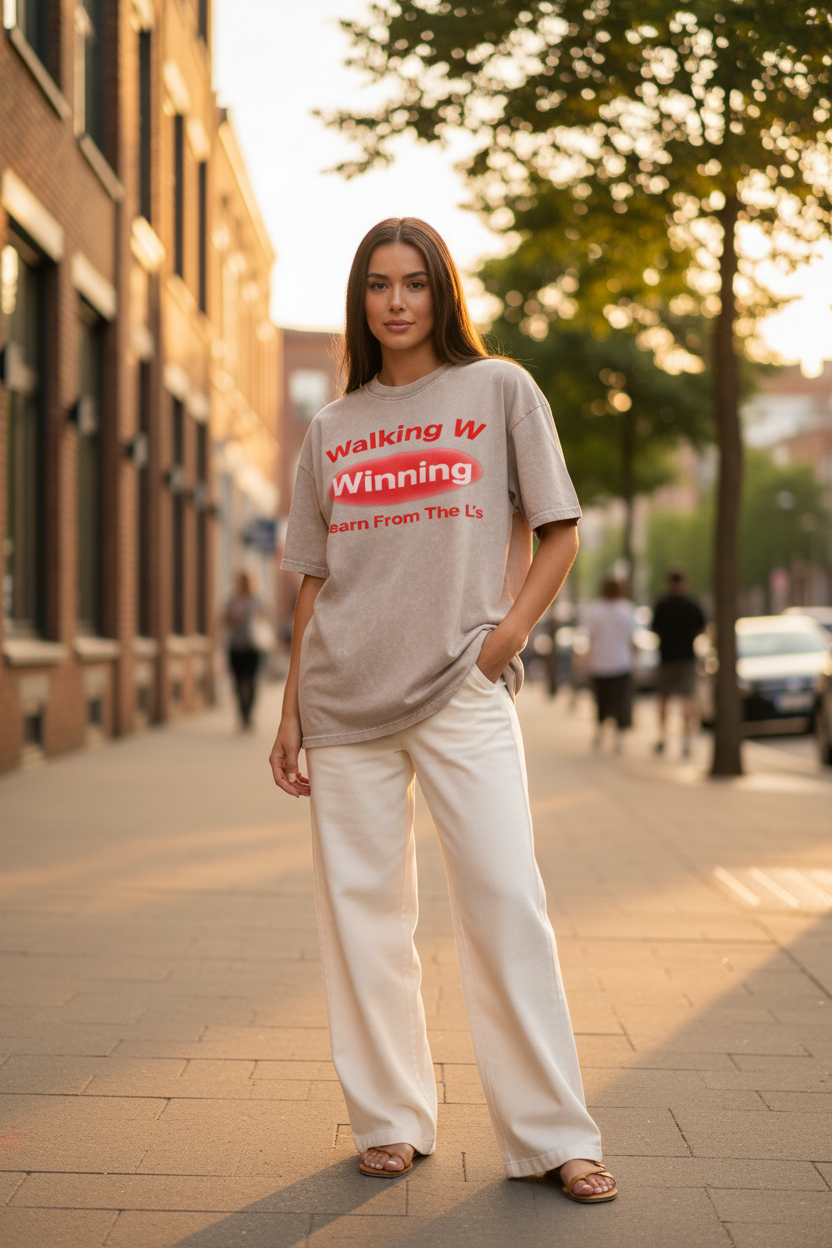 Beige Red Acid Wash Lifestyle