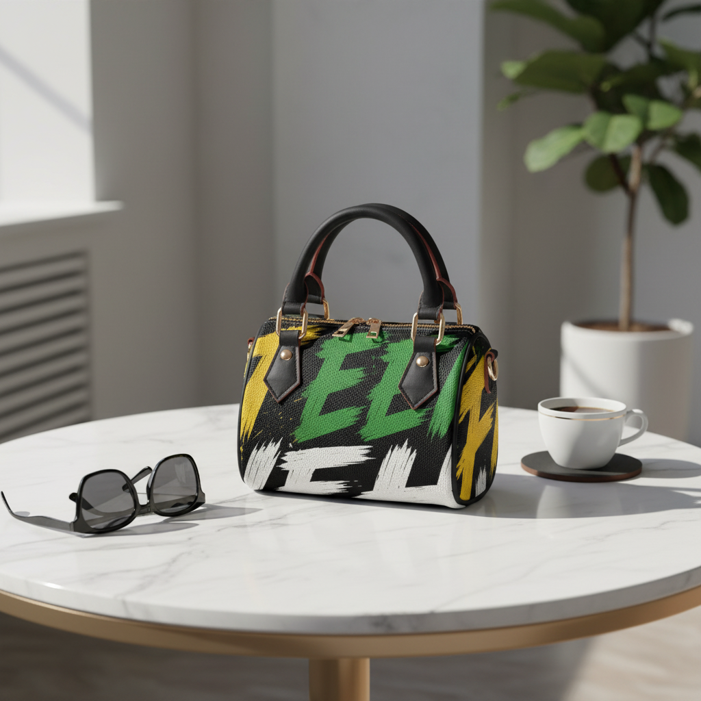 Black bag - marble table