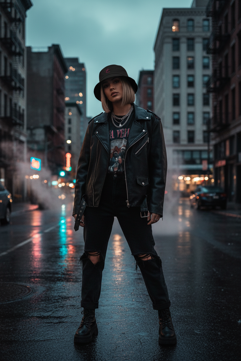 Black bucket hat - woman lifestyle
