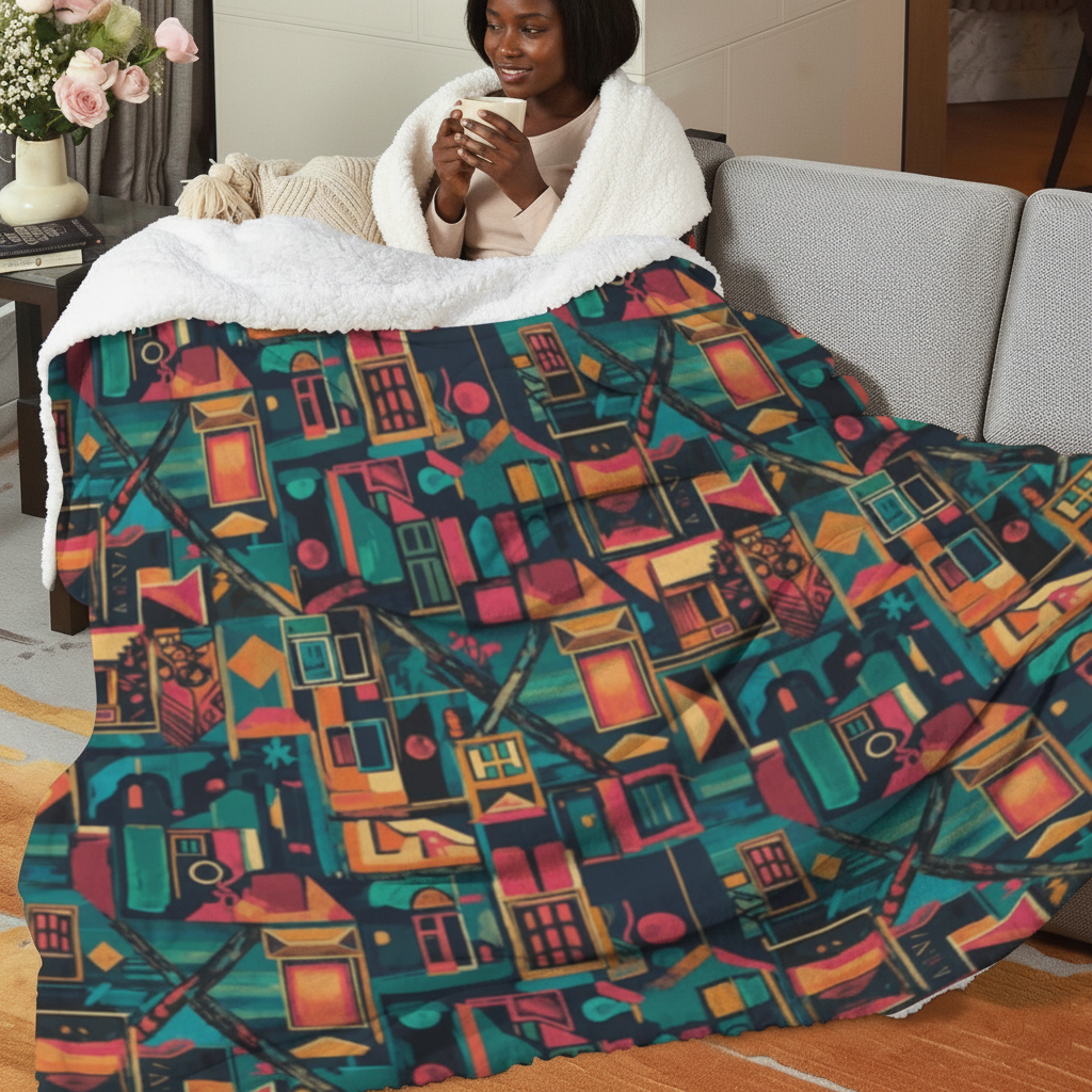 Black female model cozy blanket lifestyle