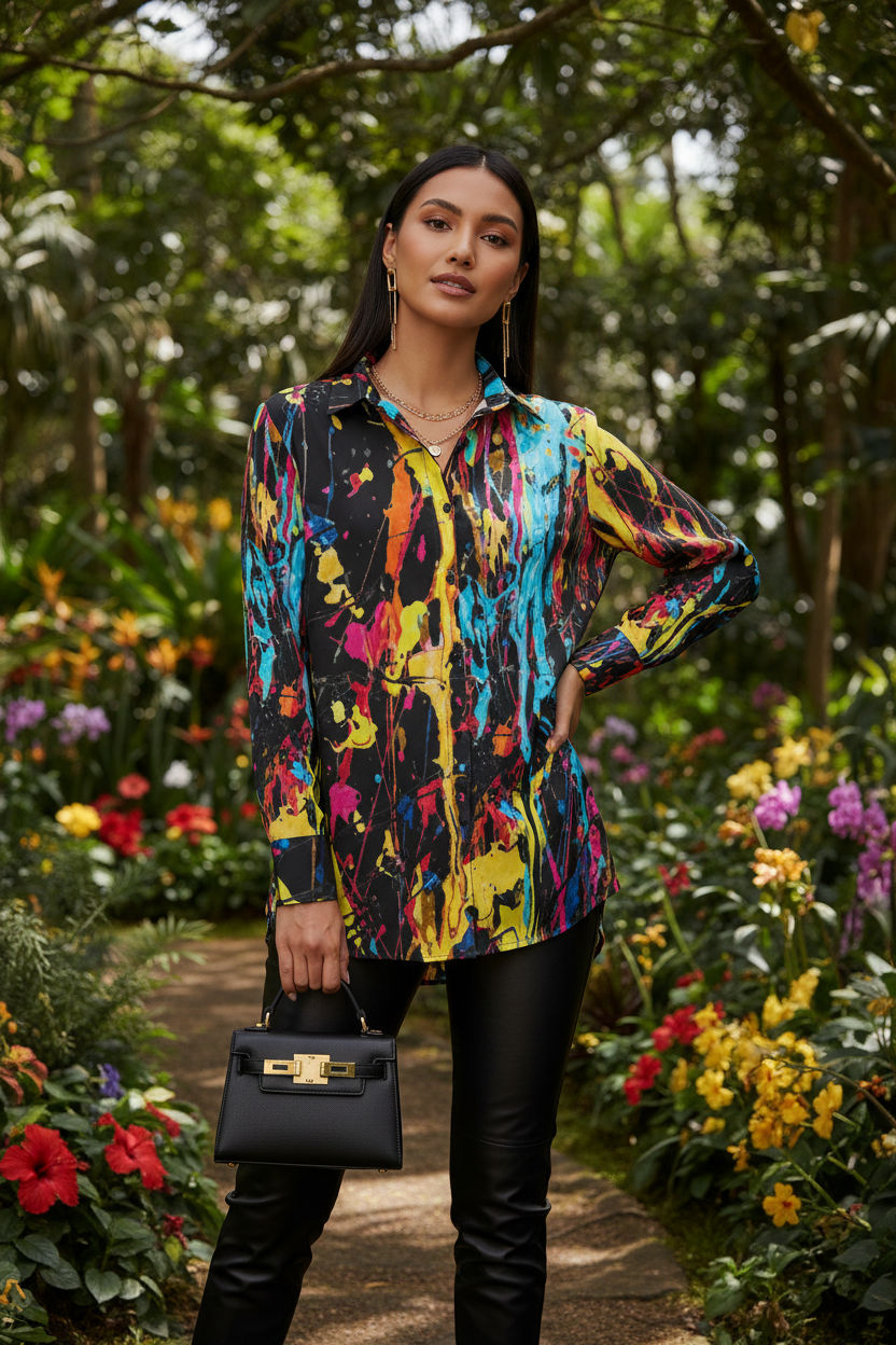 Black Neon Shirt - Botanical Garden