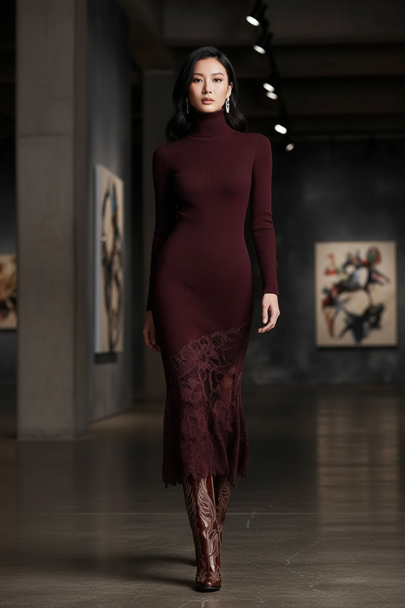 Burgundy Dress - Art Gallery