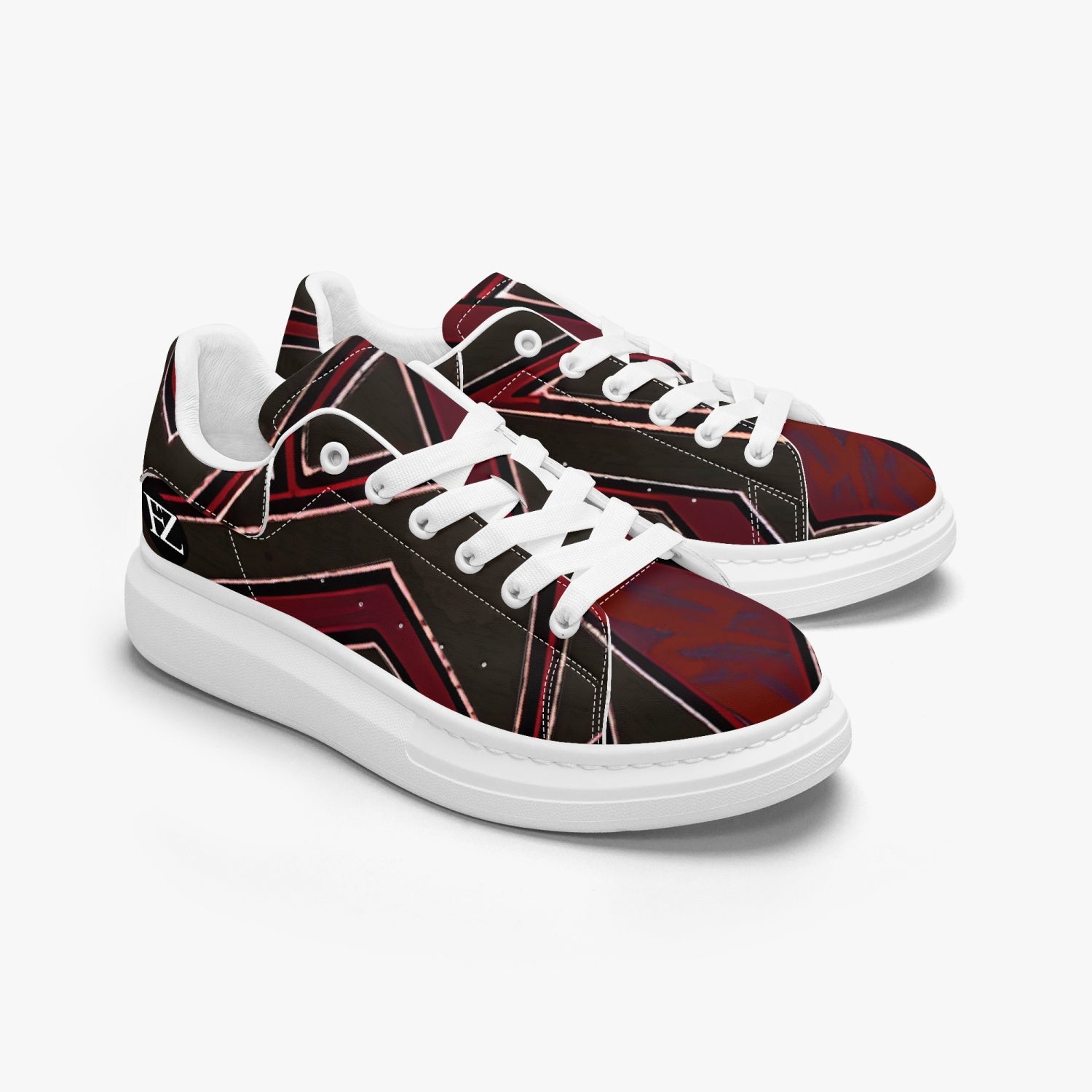 FZ Unisex African Print Leather Oversized Sneakers - FZwear