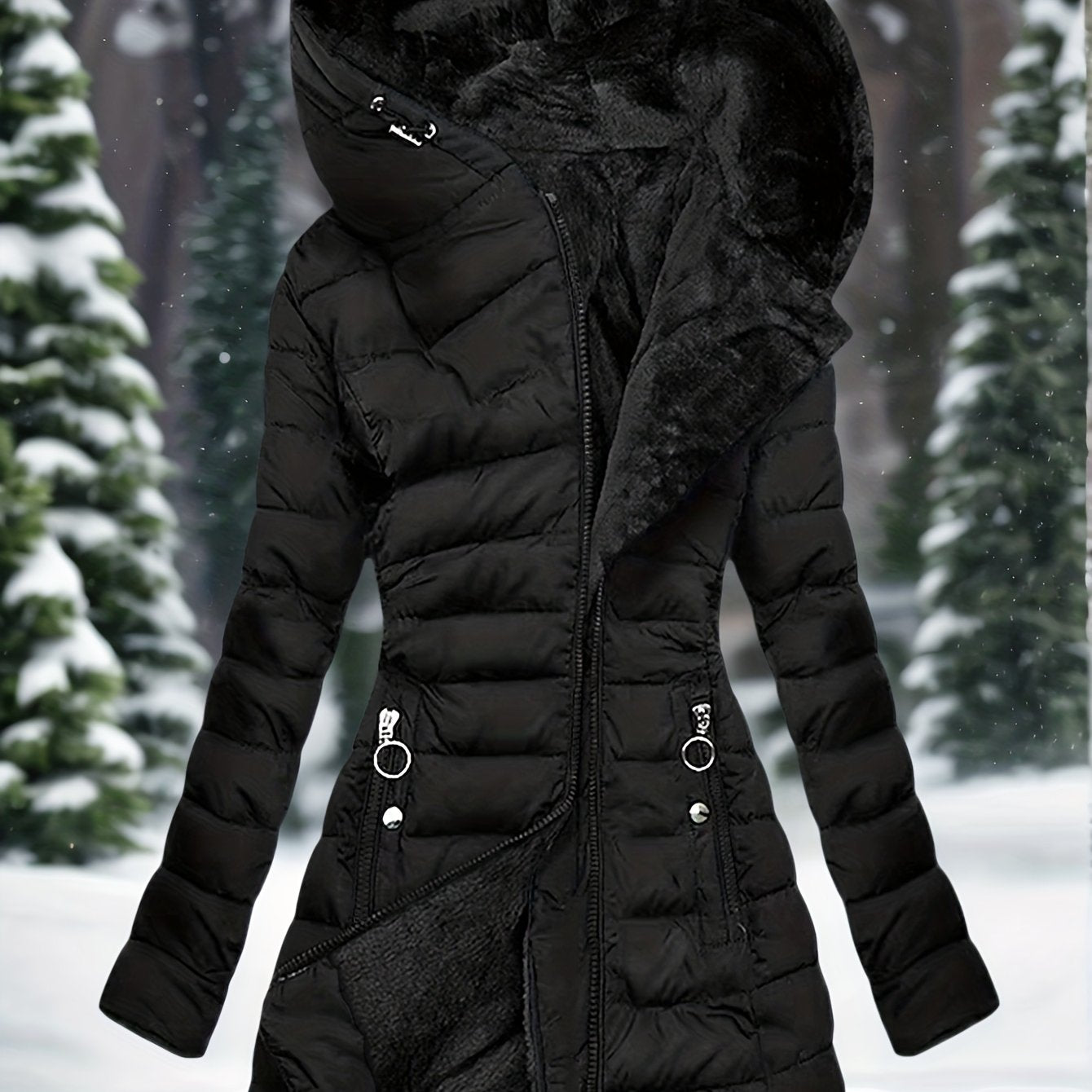 FZ Women's Zip Long Sleeve Slim Fit Faux Edge Mid-Length Lightweight Jacket