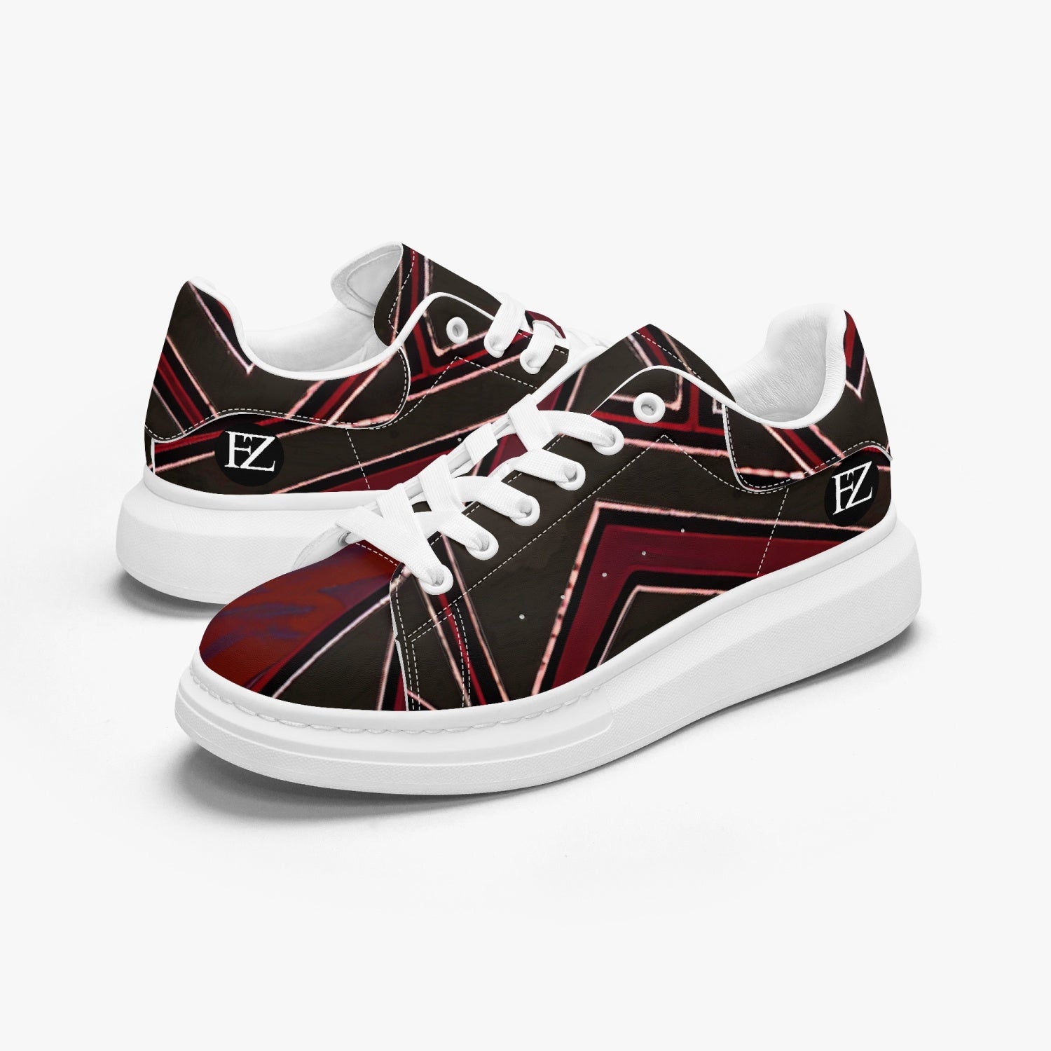 FZ Unisex African Print Leather Oversized Sneakers - FZwear