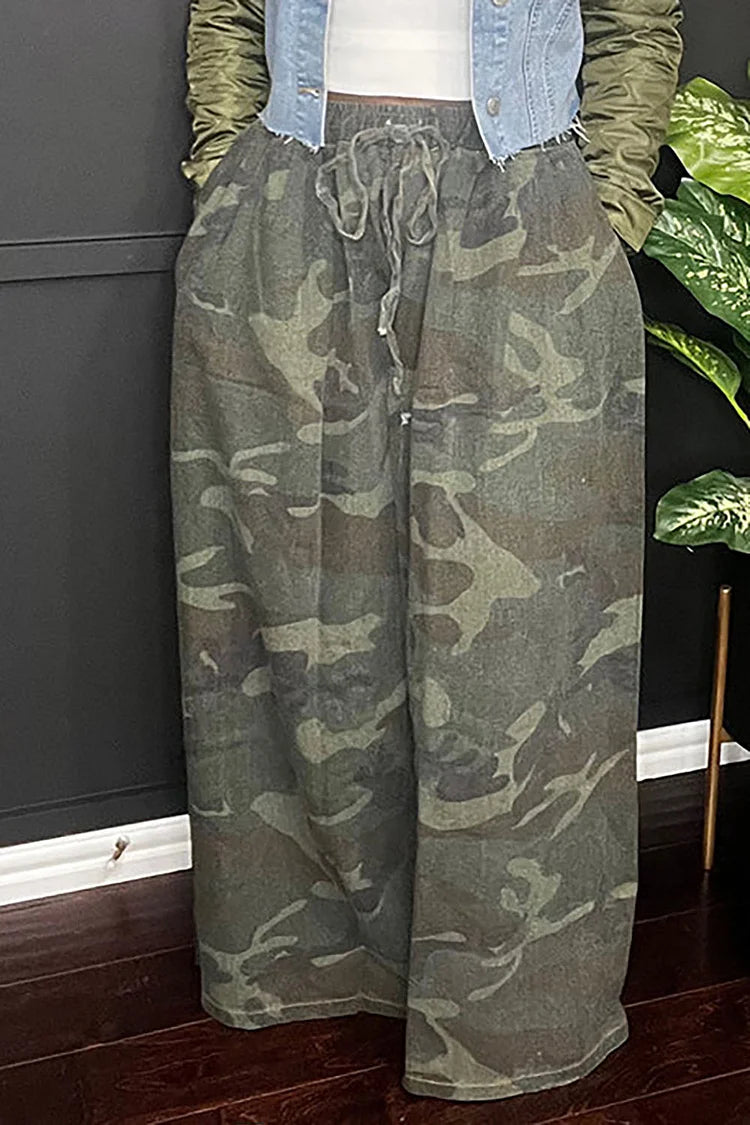 FZ Women's Plus Size Casual Camo Wide Leg Pants Xpluswear