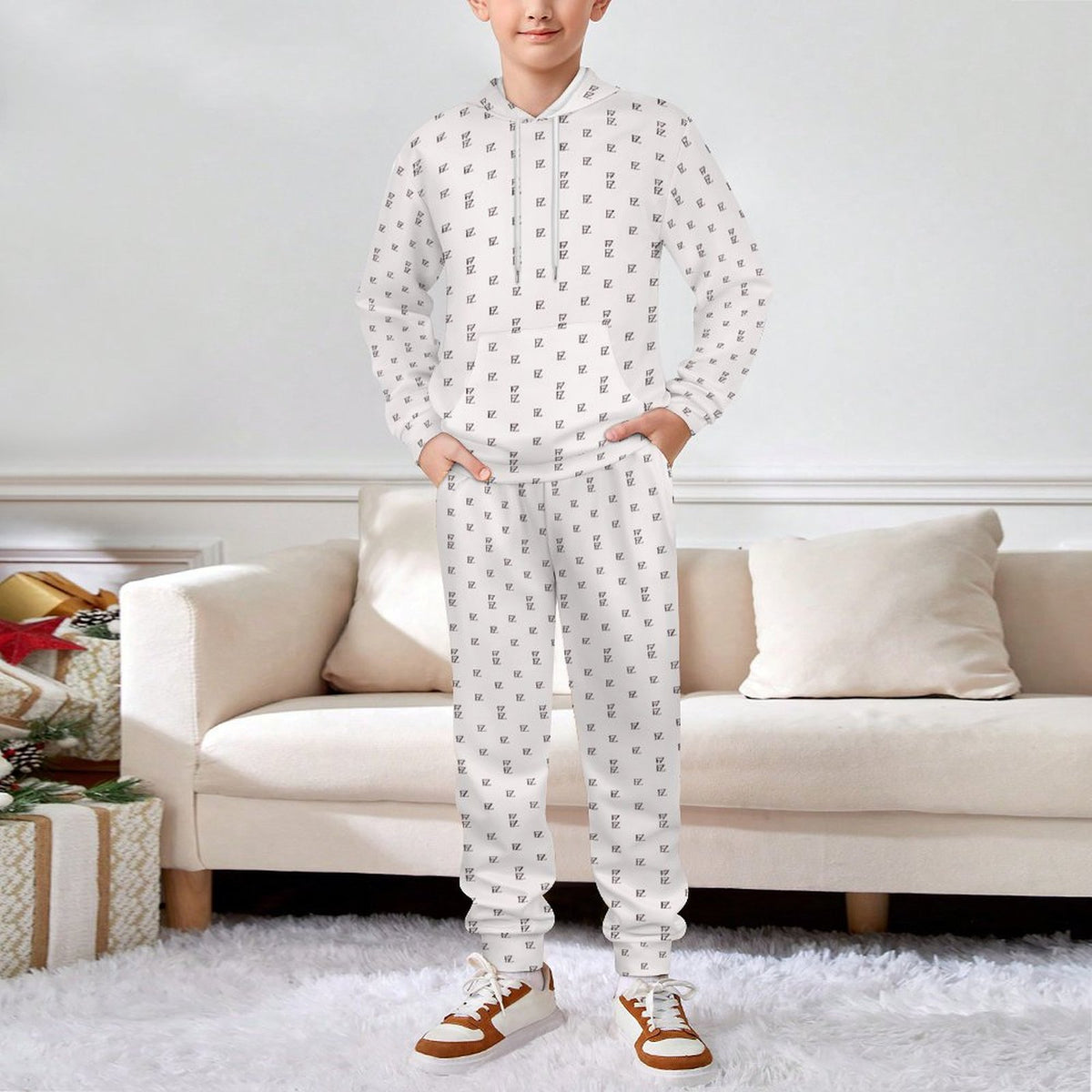 Custom Unsex Kid's Long Sleeve Hoodies&Pants Set